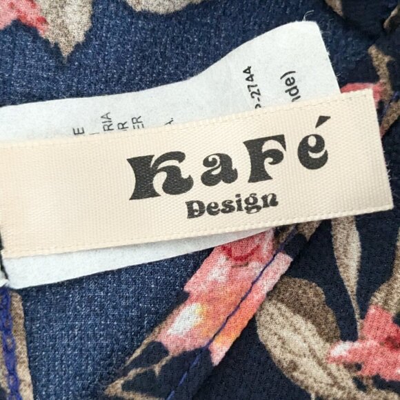 KAFE, Navy/Pink Chiffon, Long Bell Sleeve, Short Romper; Size L - Picture 5 of 6